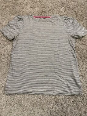 Boden Crewneck Striped Short Sleeve Tee - White & Black